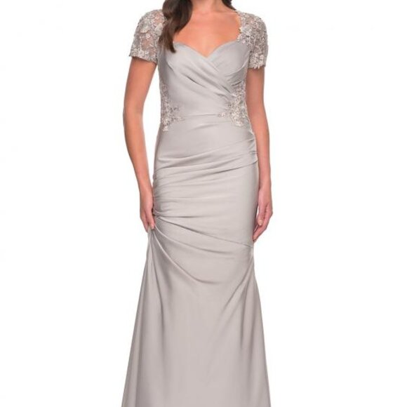 NWT La Femme 27989SC Evening Dress Silver size 6